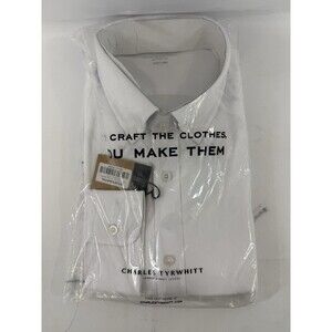 Charles Tyrwhitt White Four-Way Stretch Button-Down Jersey Shirt Size ExtraLarge